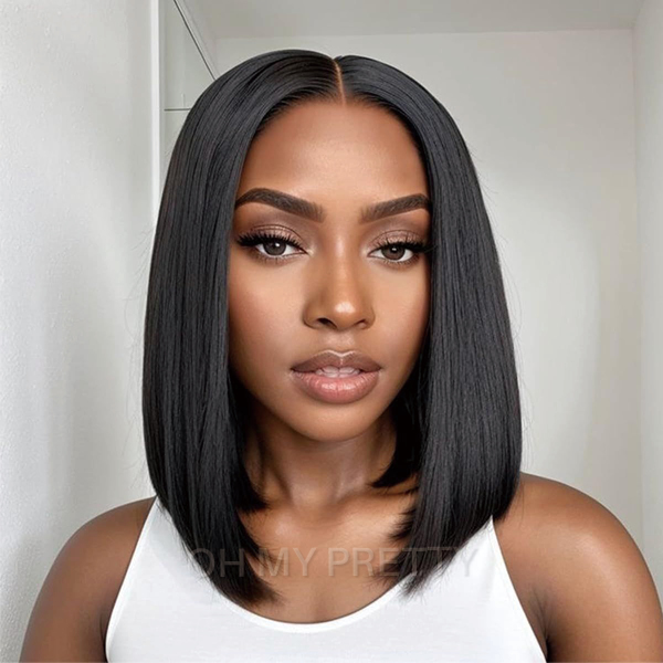 OhMyPretty Wear Go Straight Bob 6x4 HD Lace Glueless Short Wig 100% Human Hair Beginner Friendly