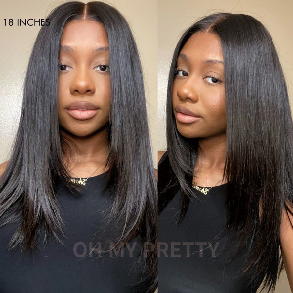 Glueless Layered Cut Straight Wear Go 7x5 Lace Wigs Pre-Plucked Hairline Pre-Cut Lace Tiny Knots 100% Human Hair Flash Sale