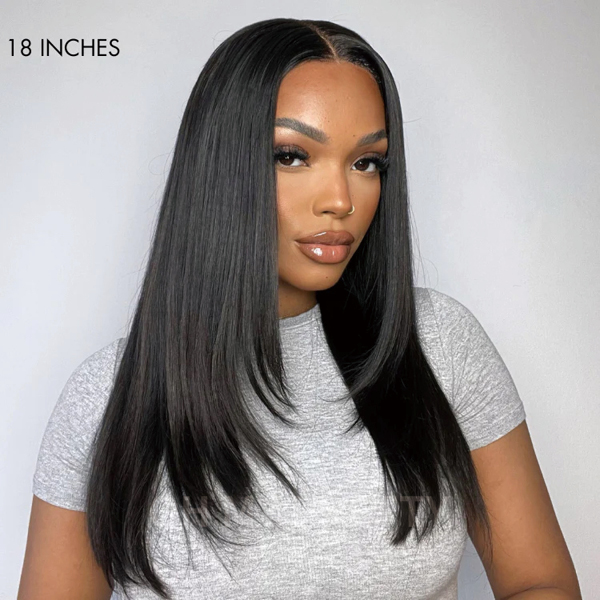 Glueless Layered Cut Straight Wear Go 7x5 Lace Wigs Pre-Plucked Hairline Pre-Cut Lace Tiny Knots 100% Human Hair Flash Sale