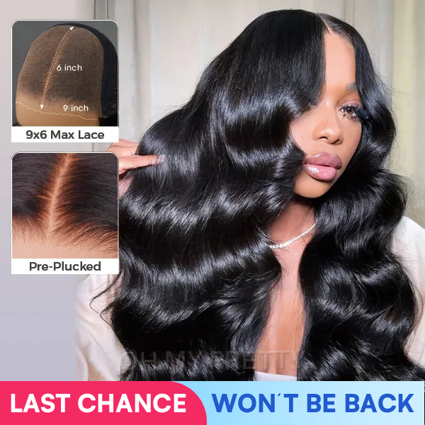 OhMyPretty Wear Go Glueless 9x6 Lace Body Wave Wig M Cap Pre Cut Lace with Natural Hairline Mini Knots