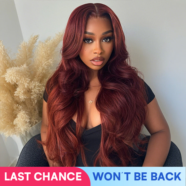 OhMyPretty Face-Framing Layers Reddish Brown Color Wear Go Upgraded Body Wave Glueless 7x5 Lace Wig With Pre-plucked Hairline