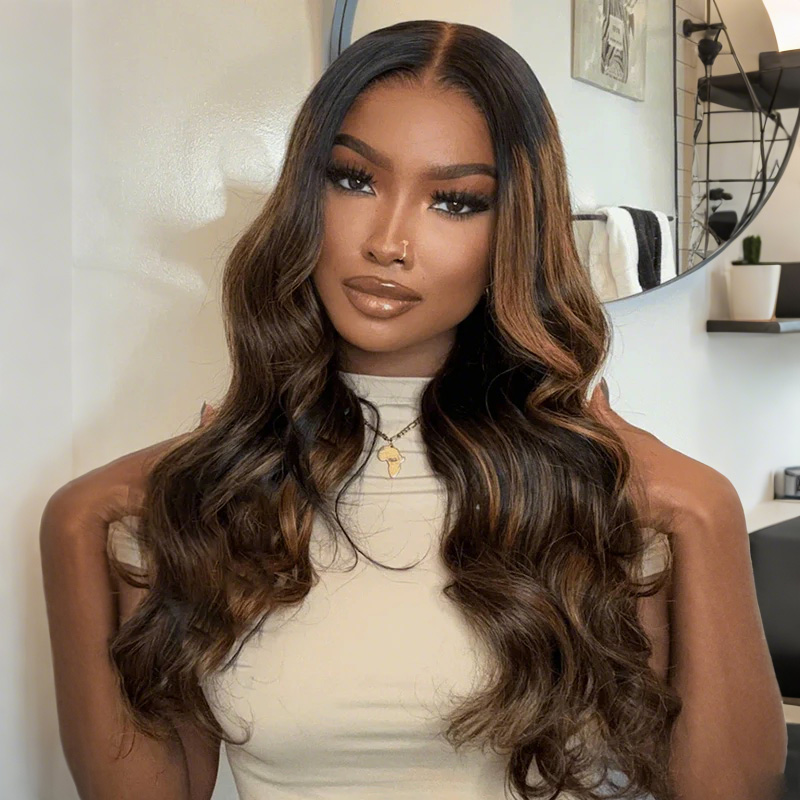 New In Balayage Highlight Body Wave 9x6 Tpart Lace Wear Go Glueless Wig Human Hair Wig Pre Bleached