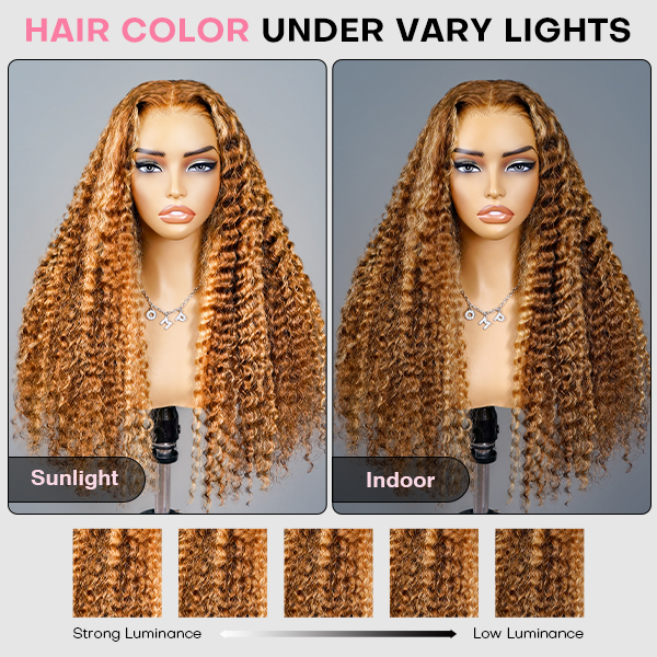 OhMyPretty Wear Go Glueless Highlight Brown Deep Wave 7x5 Lace Wig With Pre-plucked Hairline Secure 3D Dome Cap