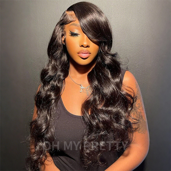 OhMyPretty Body Wave 13x4 HD Lace Front Wig Prebleached Knots With Pre-plucked Edges
