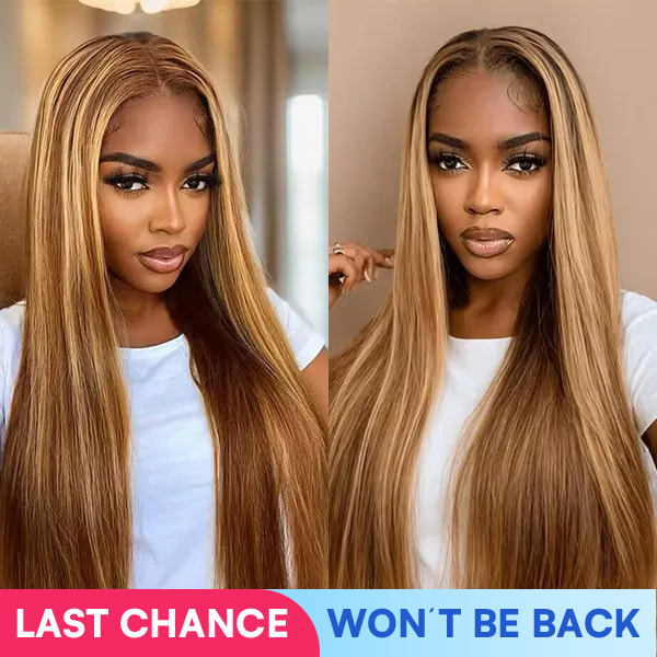 OhMyPretty Wear Go Highlight Brown Glueless  7x5 Lace Straight Wig Breathable Cap Human Hair Pre plucked & Pre Cut