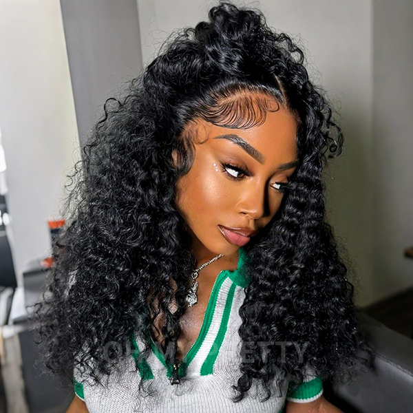 OhMyPretty Water Wave 13x4 HD Lace Front Wig Prebleached Knots With Pre-plucked Edges