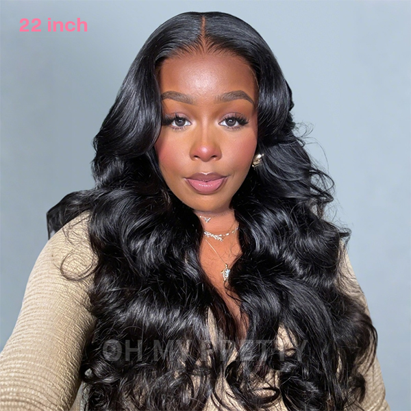 OhMyPretty Body Wave 13x4 HD Lace Front Wig Prebleached Knots With Pre-plucked Edges