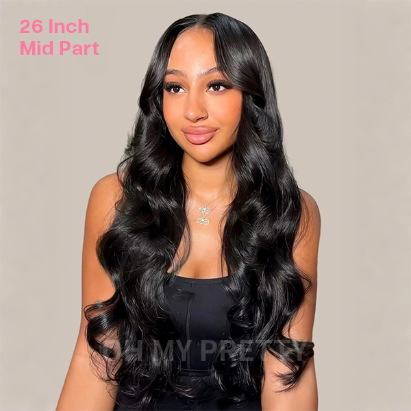 OhMyPretty Body Wave 13x4 HD Lace Front Wig Prebleached Knots With Pre-plucked Edges