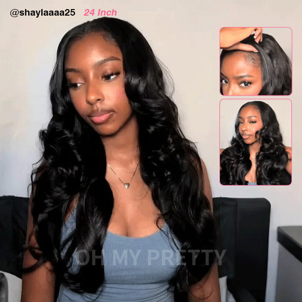 Ultra Natural Butterfly Cut Layer Loose Body Wave Invisi Draw Strings U Part Wig 100% Human Hair