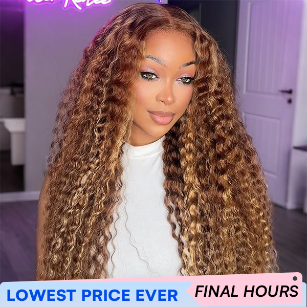 OhMyPretty Wear Go Glueless Highlight Brown Deep Wave 7x5 Lace Wig With Pre-plucked Hairline Secure 3D Dome Cap