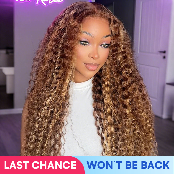 OhMyPretty Wear Go Glueless Highlight Brown Deep Wave 7x5 Lace Wig With Pre-plucked Hairline Secure 3D Dome Cap