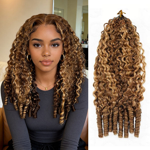 Highlight Burmese Curly Crochet Human Hair for Boho Braids Plush Texture Time-Saving Pre-Separated Tangle Free