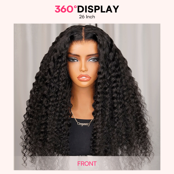 OhMyPretty Wear Go Glueless Deep Wave 9x6 Lace Wig M Cap Pre-Bleached Mini Knots Pre-Plucked