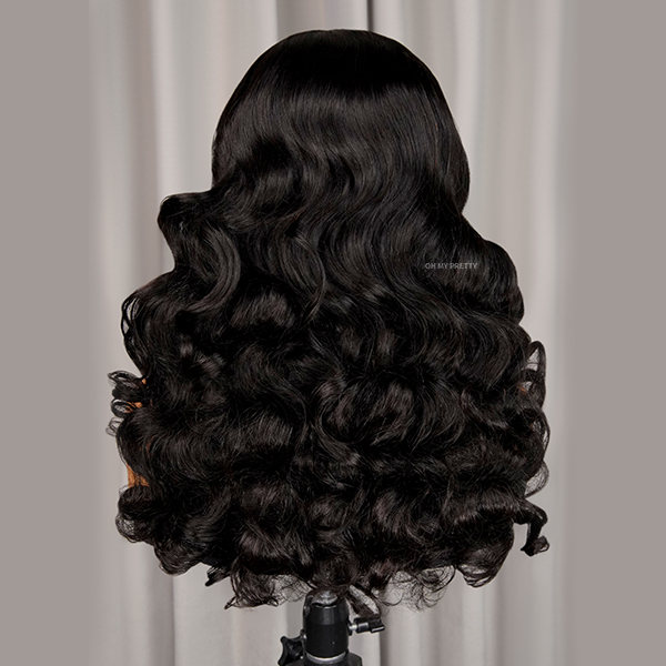 OhMyPretty Wear Go Glueless Ocean Wave 7x5 Lace Wig With Pre-plucked Edges Invisible Knots Pre-Cut Lace