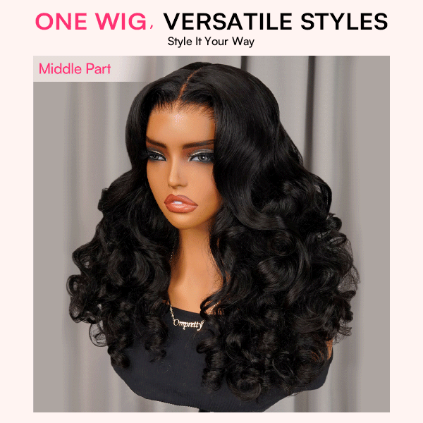 OhMyPretty Wear Go Glueless 9x6 Lace Ocean Wave Wig M Cap Pre-Bleached Tiny Knots Pre-Plucked Natural Hairline Wig 100% Human Hair