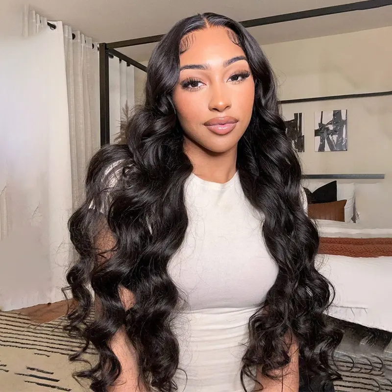 OhMyPretty Bleach Knots Glueless Body Wave Wear Go 6x4 HD Lace Wig With Pre-plucked Edges Pre-Cut Zig Zag Lace Invisible Knots