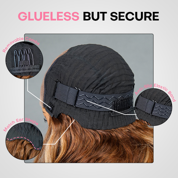 Honey Blonde Highlight Layered Cut Body Wave Wear Go Glueless 7x5 Closure Lace Human Hair Wig Pre-Cut Lace