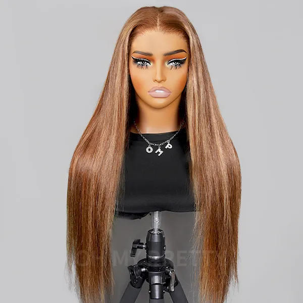 20inch Highlight Brown 13x4 HD Lace Front Wig Color Straight Wig