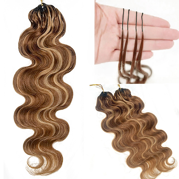 4/27 Color Highlight Brown Body Wave Crochet Human Hair Pre-Separated for Boho Braids & Miracle Knots Tangle Free & Reusable