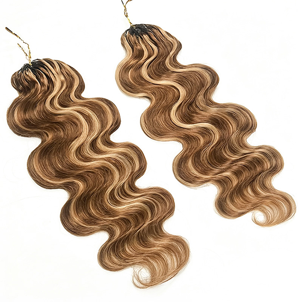 4/27 Color Highlight Brown Body Wave Crochet Human Hair Pre-Separated for Boho Braids & Miracle Knots Tangle Free & Reusable