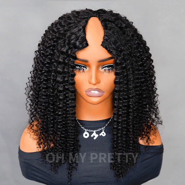 kinky curly v part wig natural look