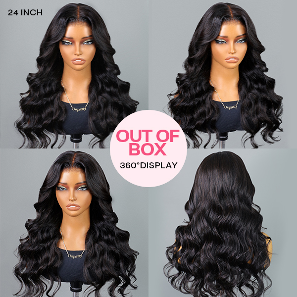 OhMyPretty Bleach Knots Glueless Body Wave Wear Go 7x5 Lace Wig With Pre-plucked Edges Pre-Cut Zig Zag Lace Invisible Knots