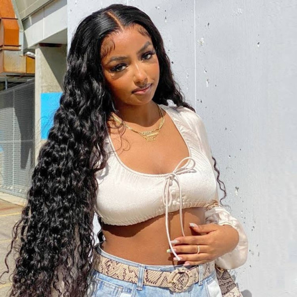 OhMyPretty Loose Deep Wave 13x4 HD Lace Front Wig Prebleached Knots With Pre-plucked Edges