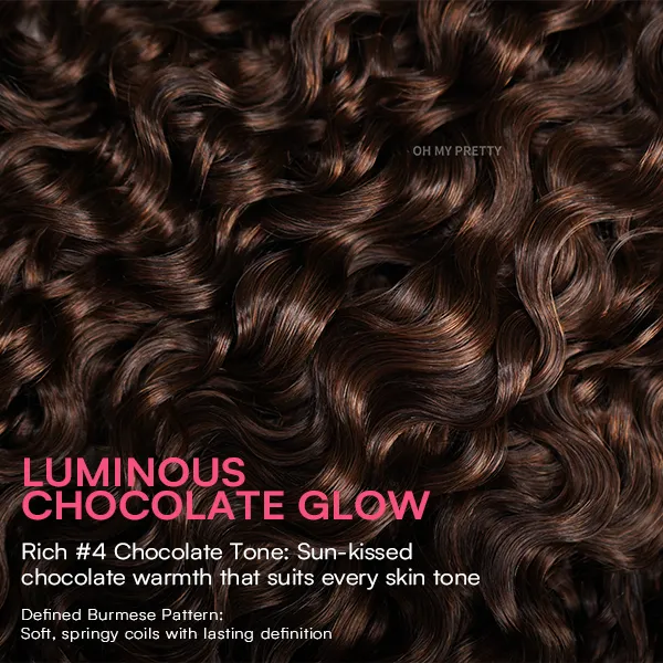 Chocolate Brown #4 Burmese Curly Color Crochet Hair Extension Pre-Separated Miracle Knots 100% Human Hair 