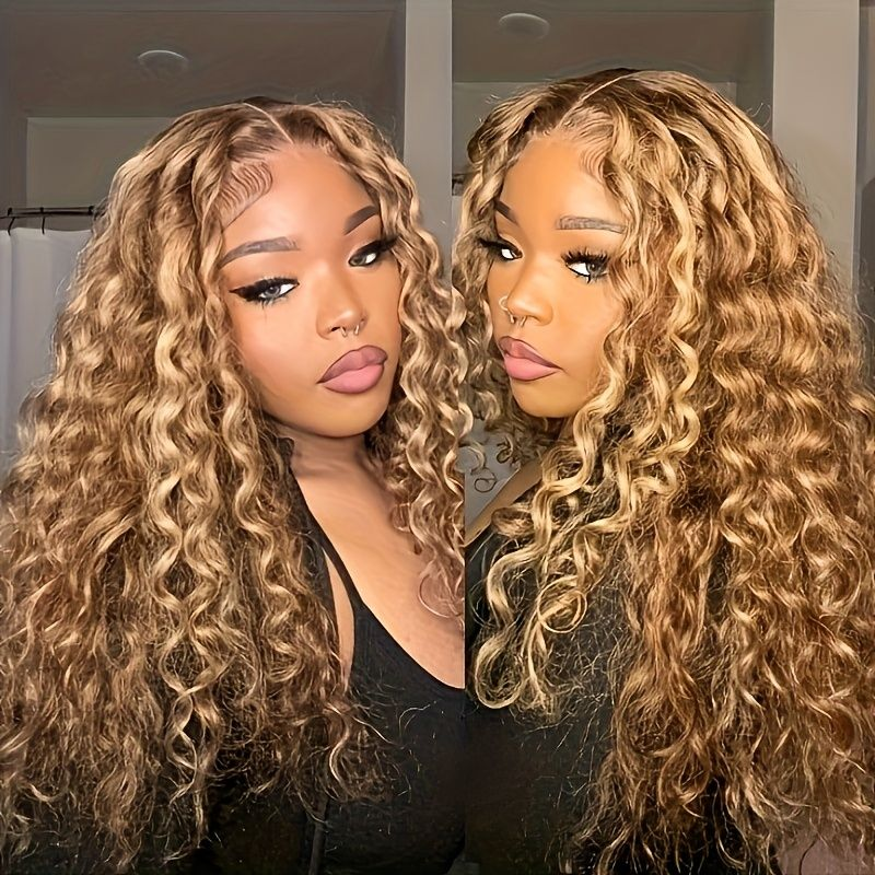 Honey Blonde Light Highlight Wear Go Glueless Water Wave Wig 7x5 Pre-cut Pre-plucked Bleached Knots Wig 100% Human Hair Flash Sale