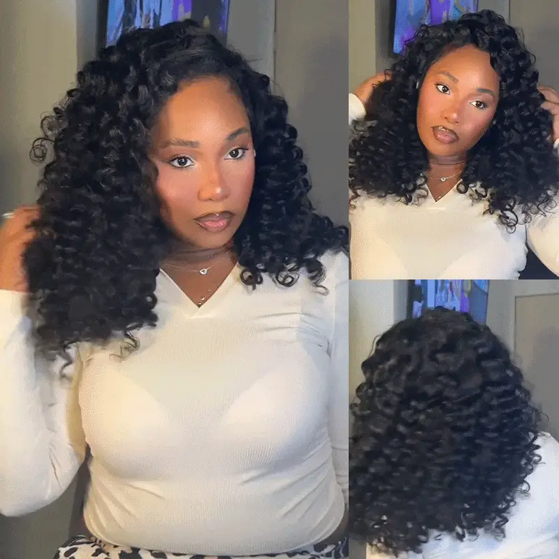 Wand Curls Yaki Straight 3 In 1 Half Wig Drawstring Band Flip Over Wear Go Wig For Beginner Invisible Hairline Flash Sale