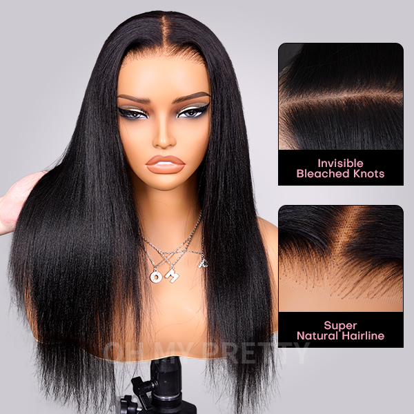 OhMyPretty M Cap Yaki Straight 9x6 Wear Go Wig Pre-Bleached Tiny Knots Glueless Wig