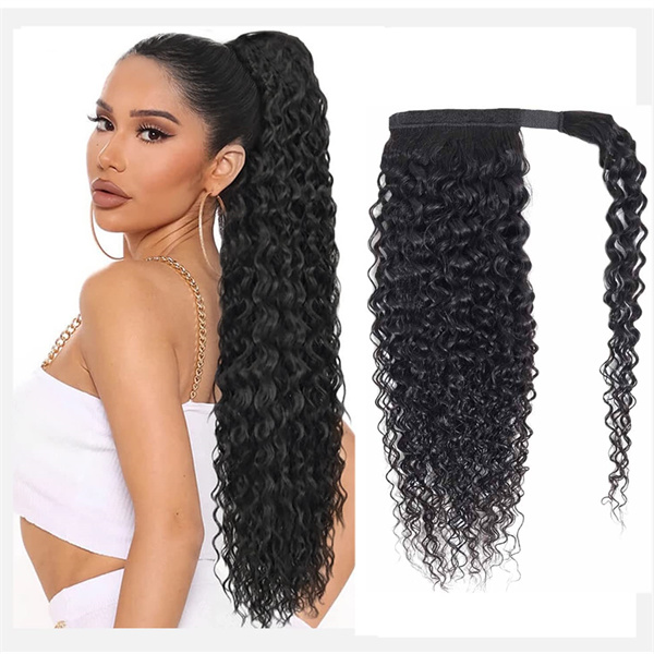 Kinky Curly Wrap Around Ponytail Human Hair Extension