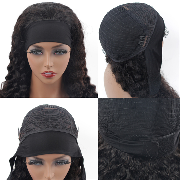 Deep Curly Human Hair Headband Wig