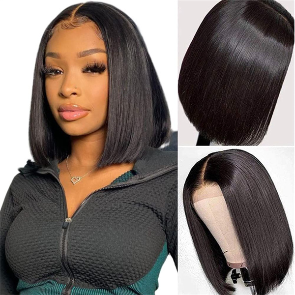 OhMyPretty Short Straight Bob Wig Bob Human Hair Lace Wigs