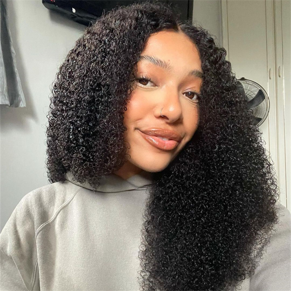 Afro Curls Lace Closure Wig with Pre-plucked Edges