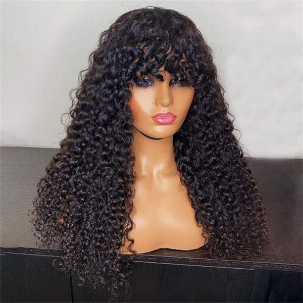 Water Wave Human Hair Wig With Bang