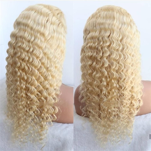 #613 Blonde Kinky Curly Lace Closure Wig with Pre-plucked Edges