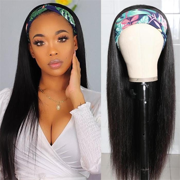 Straight Human Hair Headband Wig