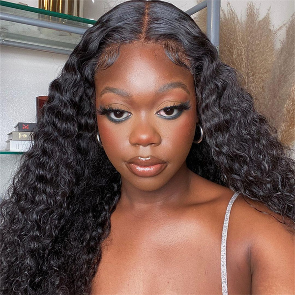 Deep Curly Lace Closure Wig with Pre-plucked Edges
