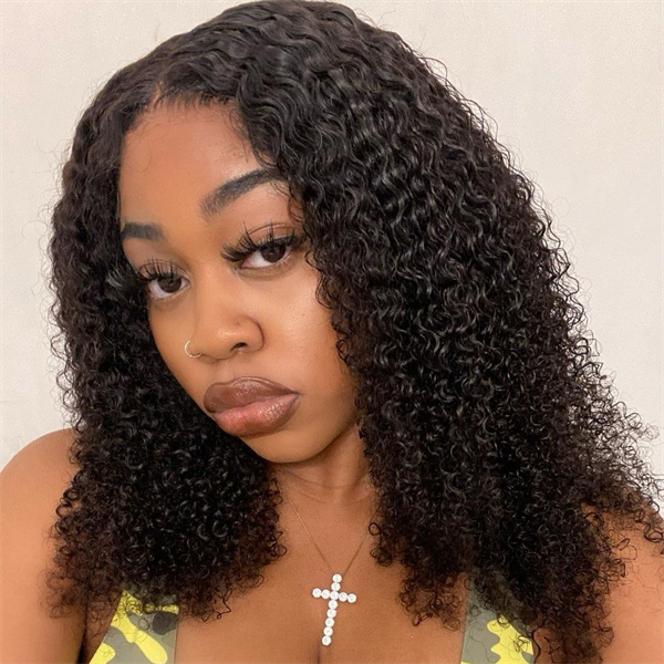 Kinky Curly Human Hair 5*5 Lace Closure Wig
