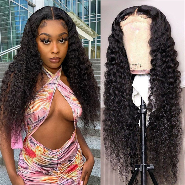 Deep Curly Lace Closure Wig with Pre-plucked Edges