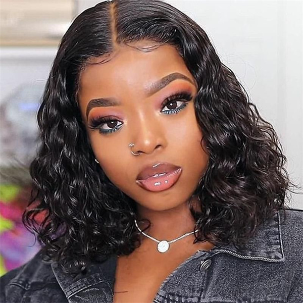 Short Water Wave Bob Wig Bob Human Hair Lace Wigs