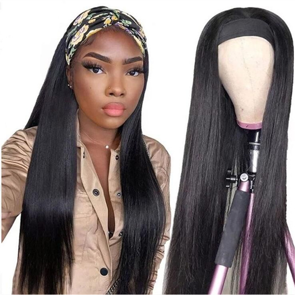 Straight Human Hair Headband Wig