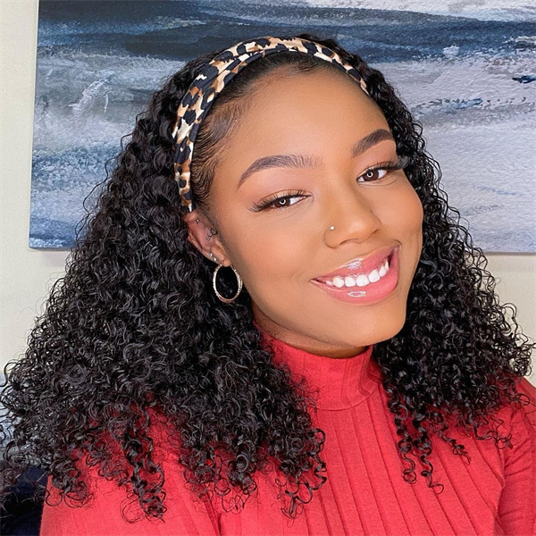 Kinky Curly Human Hair Headband Wig