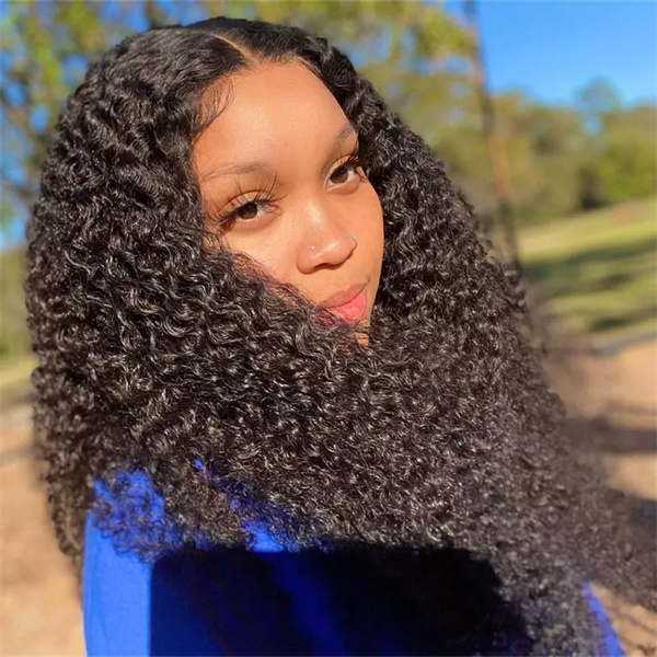 Kinky Curly Lace Closure Wig with Pre-plucked Edges