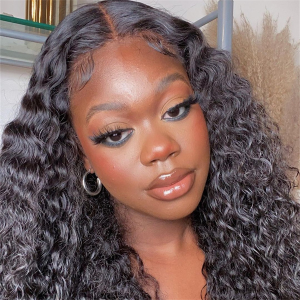 Deep Curly Lace Closure Wig with Pre-plucked Edges