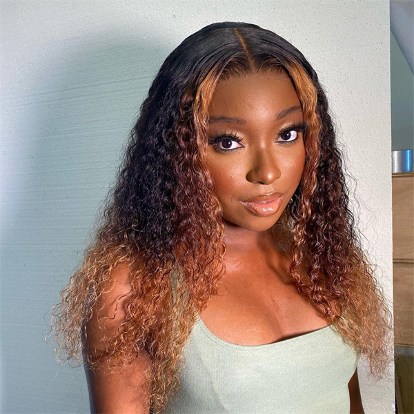 Ombre 1B/30 color wigs Kinky Curly ombre Lace Front Wig