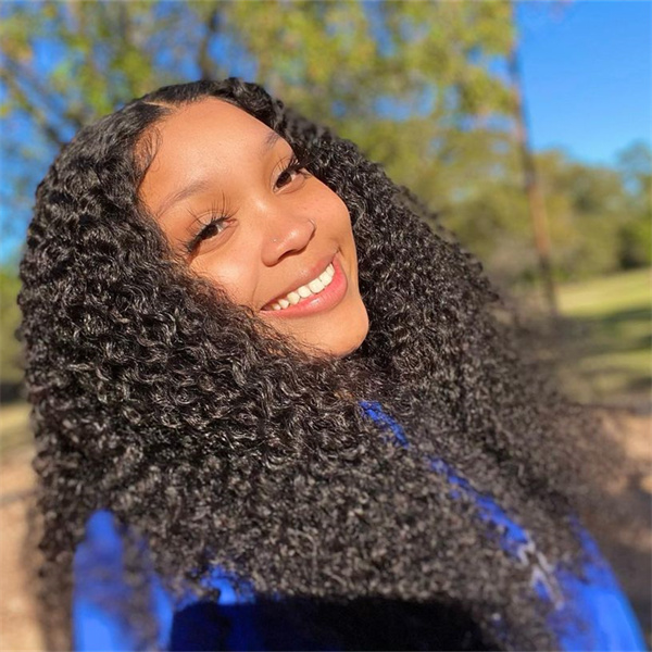 Kinky Curly Lace Closure Wig with Pre-plucked Edges