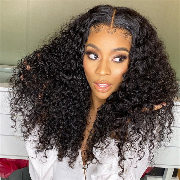 Deep Curly Human Hair Wig 5*5 Lace Closure Wig With Pre Plucked Hairline