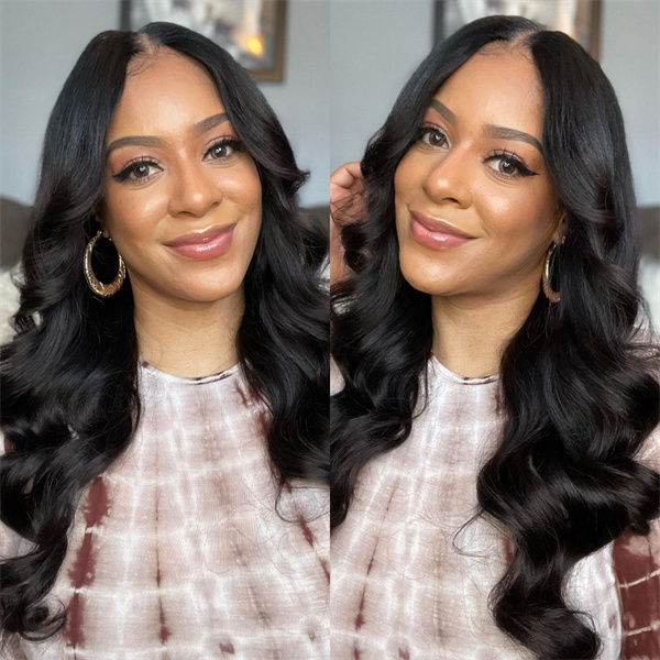 Beginner Friendly V Part Wigs Body Wave Thin Part Human Hair Wig